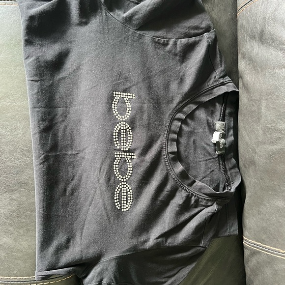 bebe | Tops | Bebe Black Tshirt With Rhinestone Logo | Poshmark